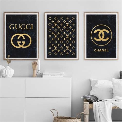 gucci chanel lv versace hermes wall frames|Gucci Wall Decor .